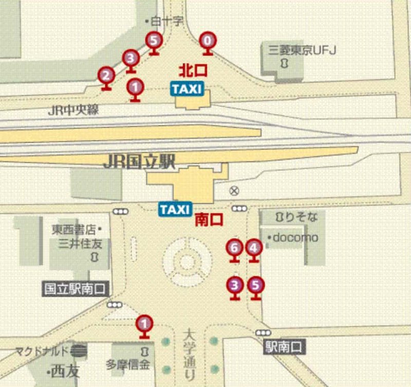 国立駅 バスのりば図(南口 のりば4)